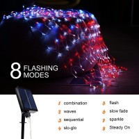 Cerflyer New American Flag Lights 2In1 Plugin Solar Powered Led Flag 420 Led Flag Net Lights Waterproof Patriotic Ligh