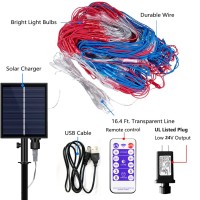 Cerflyer New American Flag Lights 2In1 Plugin Solar Powered Led Flag 420 Led Flag Net Lights Waterproof Patriotic Ligh