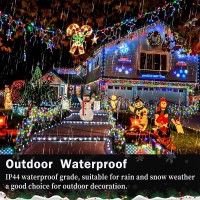 Christmas Lights Outdoor Color Changing 400 Led 33Ft 11 Modes Curtain Fairy String Light With 64 Drops, Clear Wire Led Lights For Wedding Party Holiday Christmas Decorations (Warm White To Multicolor)