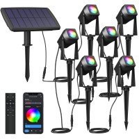 Fmart 6 Pack Rgbw, Solar Smart Bluetooth Landscape Spotlights, Landscape Light, Solar Spot Lights Outdoor, Solar Outdoor Uplights For Garden Trees Yard Landscape