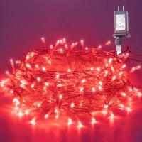 Oopswow 33Ft 100 Led Red Christmas Lights 8 Modes Red Led String Lights Outdoor Waterproof Clear Wire Led Lights For Valentine