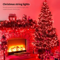 Oopswow 33Ft 100 Led Red Christmas Lights 8 Modes Red Led String Lights Outdoor Waterproof Clear Wire Led Lights For Valentine