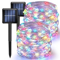 Tw Shine Multicolor Solar String Lights Outdoor, Total 80 Ft 240 Led Solar Powered Waterproof Fairy Lights 8 Modes Copper Wire Lights For Christmas Party Tree Wedding Yard Decorations, 2 Pack