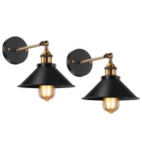 Licperron Vintage Wall Sconces, Industrial Sconces Wall Lighting, Antique 240 Degree Adjustable Black Wall Sconce For Restaurants Galleries Aisle Kitchen Doorway, 2 Pack