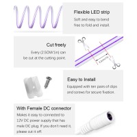 Alitove Neon Lights Strip Purple Silicone Flexible Led Rope Light For Diy Neon Signs Bedroom Bar Wall Decor 16.4Ft 5M 600 Leds 12V Dc Waterproof With Diy Accessories ?No Power Adapter & Controller?