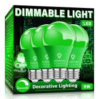 Gonhom 4 Pack A19 Led Green Light Bulb9 Watt Green Lights Equivalent 100 Watt Colored Light Bulbse26 Base Green Led Lights For