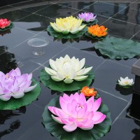 Gigicloud 18Cm Artificial Floating Lotus Flowers Lotus Shape Water Lily Pond Plants Home Garden Decoration For Pool Pond Aquarium