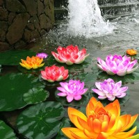 Gigicloud 18Cm Artificial Floating Lotus Flowers Lotus Shape Water Lily Pond Plants Home Garden Decoration For Pool Pond Aquarium