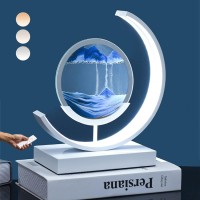 Jybbgo Moving Sand Art Picture 3D Round Sand Picture Lamp 3 Colors Art Light With Stand Relaxing Desktop Home Decor And Office