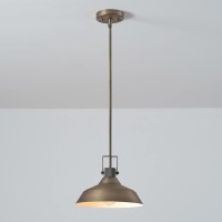 Globe Electric 65475 1-Light Pendant Lighting, Matte Brass, Textured Socket, E26 Base, Kitchen Island, Caf