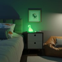 Globe Electric 13848 Brontosaurus Multicolor Changing Led Integrated Rechargeable Silicone Night Light Table Lamp Tap Light W