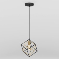 Artika Imperium 25W 1-Light Modern Mid-Century Pendant Light Fixture, Black And Gold Finish - Geometric Kitchen Island Light, Made Of Steel, Bulb Not Included