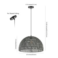 Jonathan Y Jyl6504D Campana 20 1Light Bohemian Modern Woven Rattaniron Led Pendant Farmhouse Coastal Adjustable Dining Room