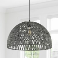 Jonathan Y Jyl6504D Campana 20 1Light Bohemian Modern Woven Rattaniron Led Pendant Farmhouse Coastal Adjustable Dining Room