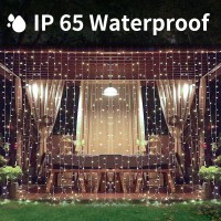 300Led Solar Curtain Lights Outdoor Indoor, Solar String Lights Outdoor Waterproof, Fairy Window Lights, Twinkle Lights 8 Modes Christmas Decoration For Home Garden Patio Wedding Party (Cold White)