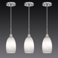 Viinew 3Pack Mini Glass Pendant Light 47 With Handblown White Art Glass Shade Adjustable Cord Brushed Nickel Finish Modern H