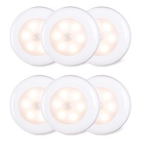 Motion Sensor Lights Indoor, Star-Spangled High Cri Stick On Stair Puck Lights Battery Operated, Cordless Led Step Night Light For Under Cabinet, Hallway, Stairway, Closet, Kitchen (Warm White, 6Pack)