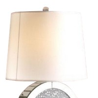 Table Lamp With Round Shaped Mirrored Base, Silver