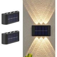 Aslidecor Solar Fence Lights Up And Down,2 Pack Small Solar Step Light Waterproof,Warm White Deck Lighting Illuminate Outdoor For Patio Shed Pool