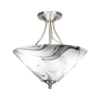 Capri 3 Bulb Semi-Flush Shown In Brushed Nickel Finish With 16