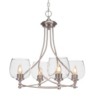 Capri 4 Light Chandelier Shown In Brushed Nickel Finish With 6