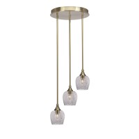 Empire 3 Light Cluster Pendalier In New Age Brass Finish With 6