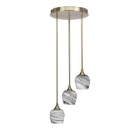 Empire 3 Light Cluster Pendalier In New Age Brass Finish With 6