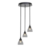 Empire 3 Light Cluster Pendalier In Matte Black Finish With 6.25