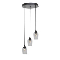 Empire 3 Light Cluster Pendalier In Matte Black Finish With 5