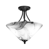 Capri 3 Bulb Semi-Flush Shown In Matte Black Finish With 16