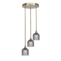 Empire 3 Light Cluster Pendalier In New Age Brass Finish With 7