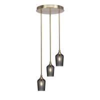 Empire 3 Light Cluster Pendalier In New Age Brass Finish With 5