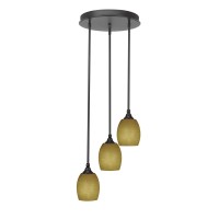 Empire 3 Light Cluster Pendalier In Dark Granite Finish With 5