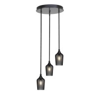 Empire 3 Light Cluster Pendalier In Matte Black Finish With 5