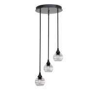 Empire 3 Light Cluster Pendalier In Matte Black Finish With 6