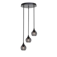 Empire 3 Light Cluster Pendalier In Matte Black Finish With 6