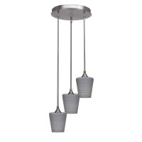 Empire 3 Light Cluster Pendalier In Brushed Nickel Finish With 6