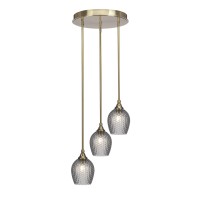 Empire 3 Light Cluster Pendalier In New Age Brass Finish With 7.5