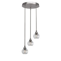 Empire 3 Light Cluster Pendalier In Brushed Nickel Finish With 6