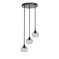 Empire 3 Light Cluster Pendalier In Matte Black Finish With 7