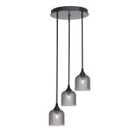 Empire 3 Light Cluster Pendalier In Matte Black Finish With 7