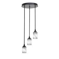 Empire 3 Light Cluster Pendalier In Matte Black Finish With 4