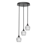 Empire 3 Light Cluster Pendalier In Dark Granite Finish With 6