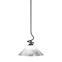 Capri Stem Pendant With Hang Straight Swivel Shown In Matte Black Finish With 16