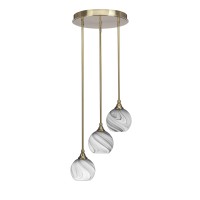 Empire 3 Light Cluster Pendalier In New Age Brass Finish With 5.75