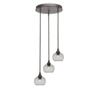 Empire 3 Light Cluster Pendalier In Bronze Finish With 7