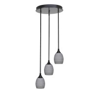 Empire 3 Light Cluster Pendalier In Matte Black Finish With 5