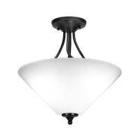 Capri 3 Bulb Semi-Flush Shown In Matte Black Finish With 16