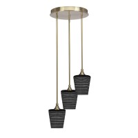 Empire 3 Light Cluster Pendalier In New Age Brass Finish With 6