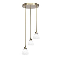 Empire 3 Light Cluster Pendalier In New Age Brass Finish With 6.25